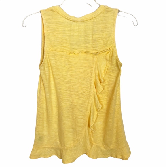 Anthropologie Maeve Ruffle Split Back Tank Yellow - Picture 3 of 7